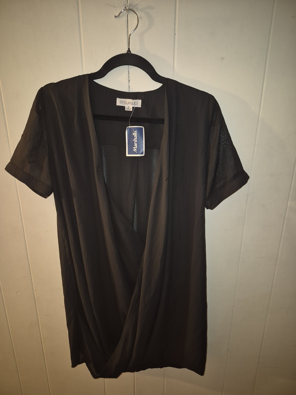 Stella Luce Black Draped V-Neck Tunic